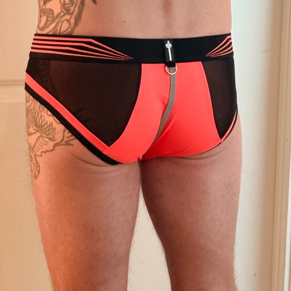 Breedwell Neon Orange and Black Men's Briefs - Picture 4 of 9
